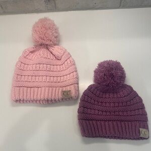 C.C Kids Beanie Set - Light Pink and Plum